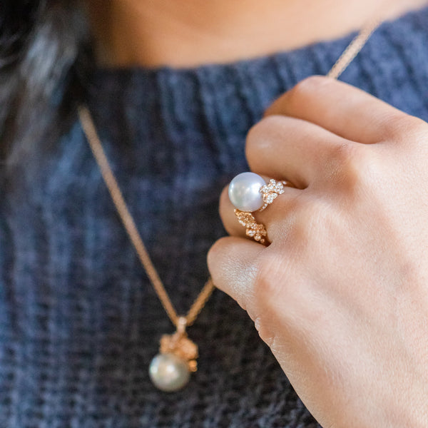 Rose gold pearl ring