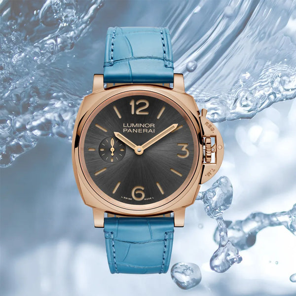 Panerai luminor watch with blue strap