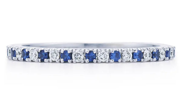 Blue gemstone and diamond wedding band