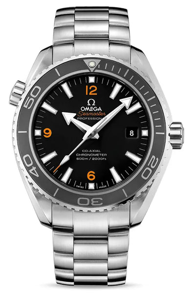 Mens black and orange Omega watch