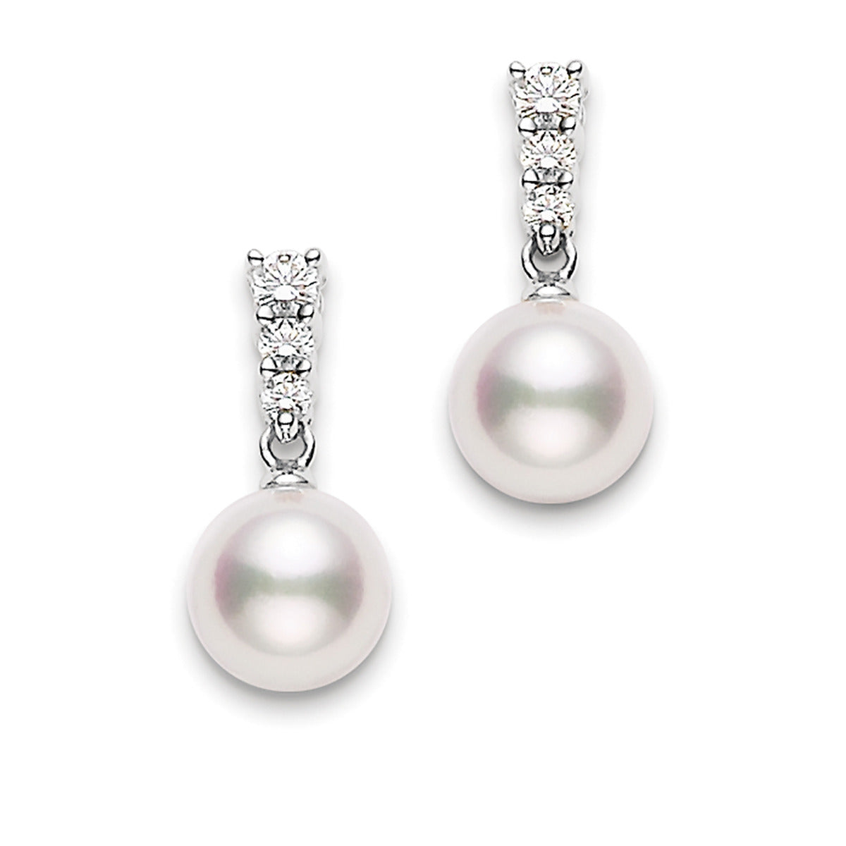 Zales 6.0 - 6.5mm Cultured Akoya Pearl and 1/20 CT. T.w. Diamond Stud  Earrings in 14K White Gold | CoolSprings Galleria