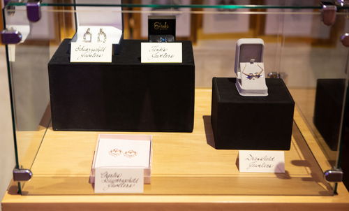 Jewelry on display for charitable auction