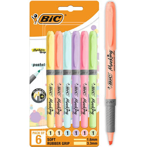 BIC Brite Liner Grip Highlighter, Chisel Tip (1.6 mm), Yellow, For Broad  Highlighting & Fine Underlining, 5-Count 