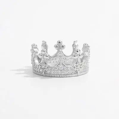 Crown Shape Zircon 925 Sterling Silver Ring - GlossiChic Collection