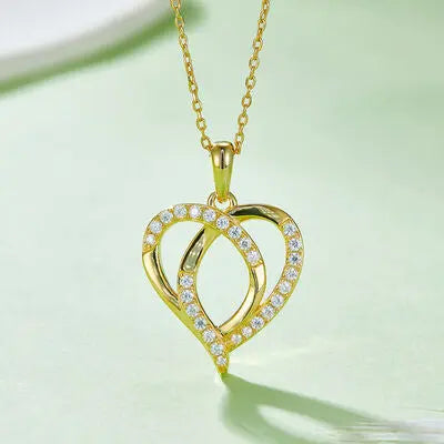 Moissanite 925 Sterling Silver Heart Shape Necklace GlossiChic Collection