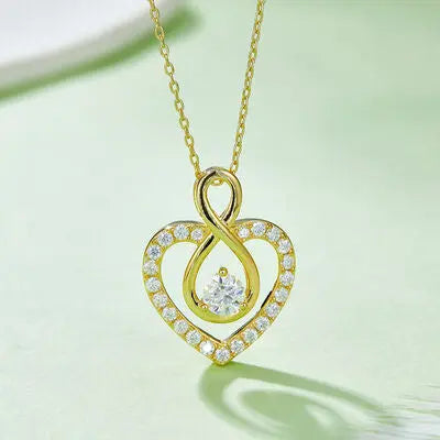 1 Carat Moissanite 925 Sterling Silver Heart Shape Necklace - GlossiChic Collection