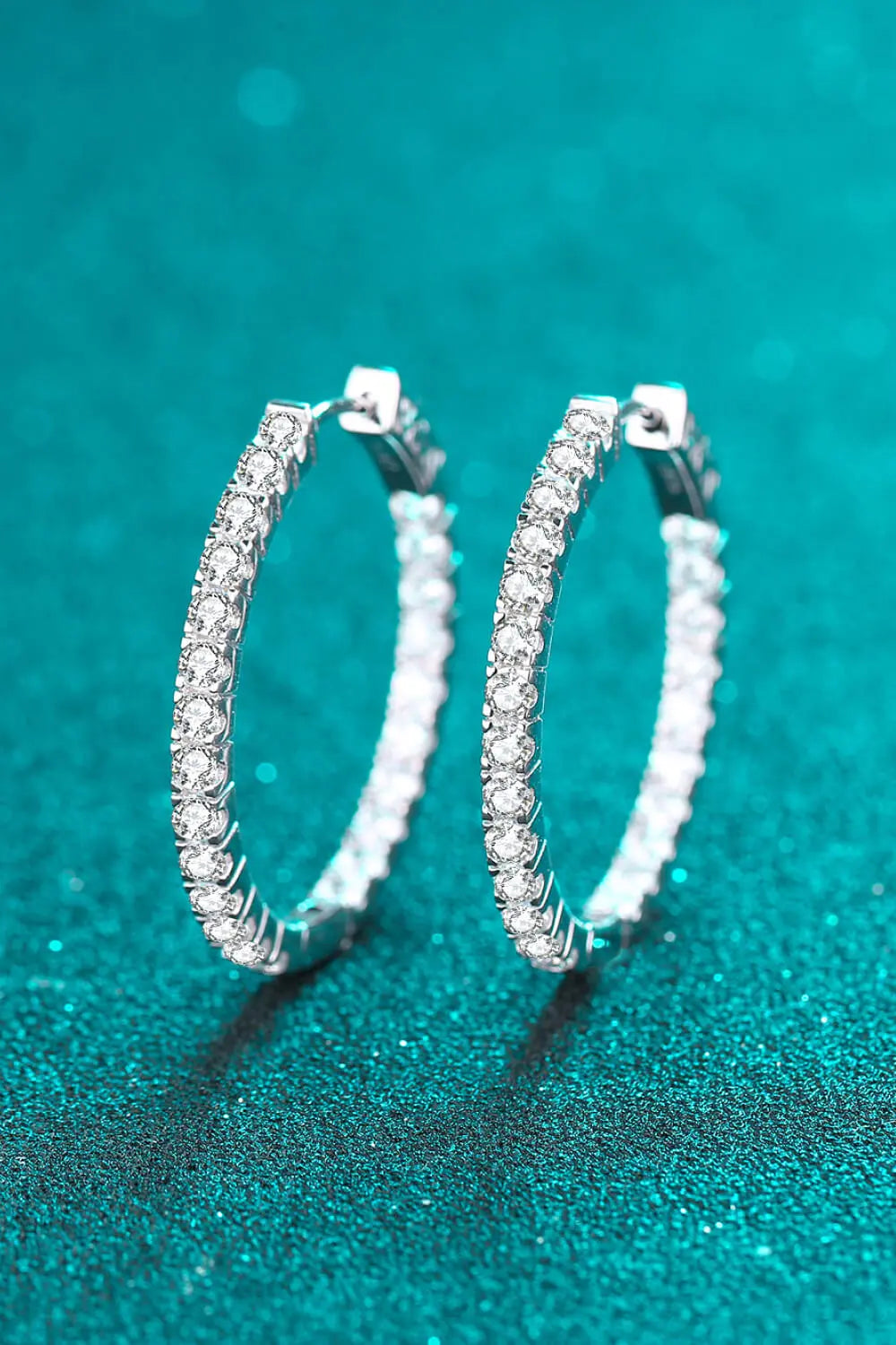 Moissanite Rhodium-Plated Hoop Earrings GlossiChic Collection