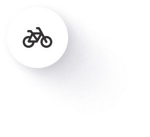 A bicycle icon inside a white circle on a dark, textured background.