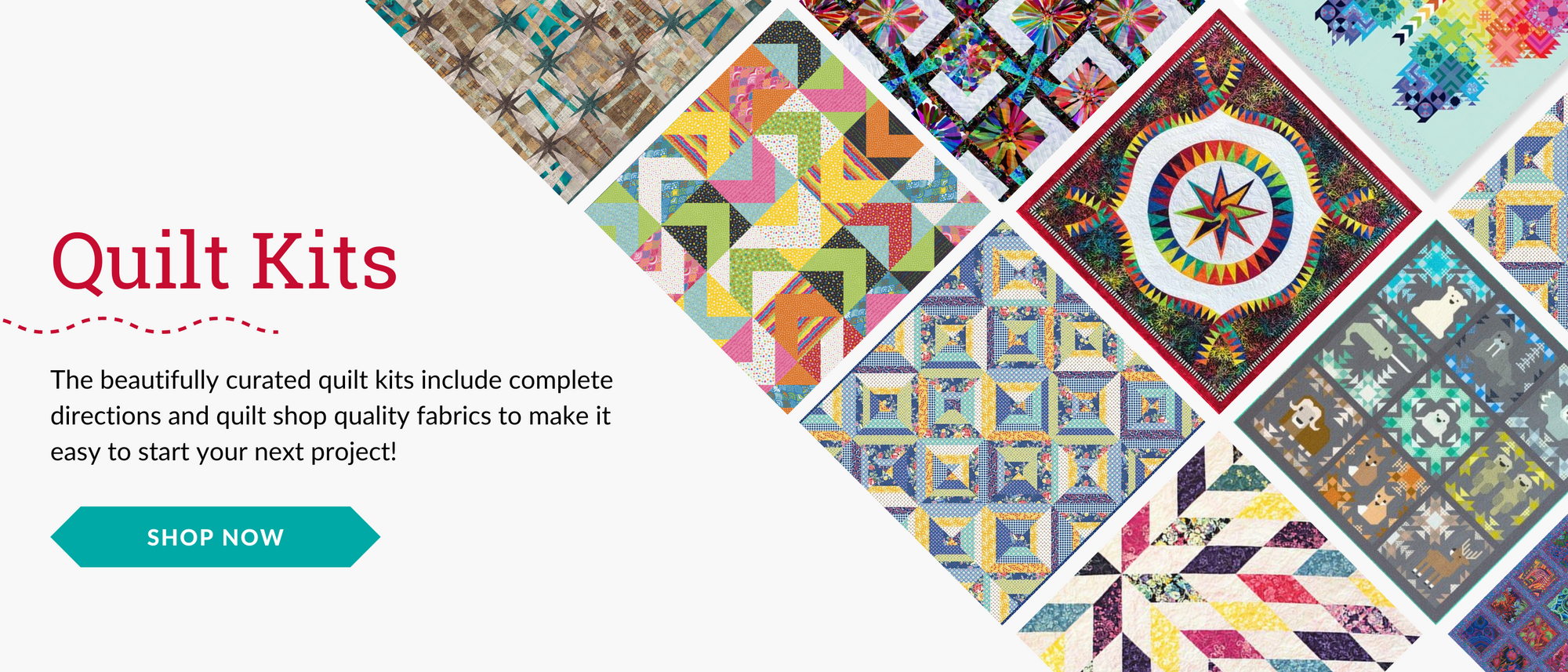 Collection of images of quilt kits offered shop quilt kits