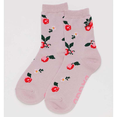 Baggu Crew Socks - Needlepoint Apple