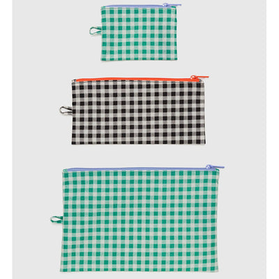 Baggu Flat Pouch Set - Gingham