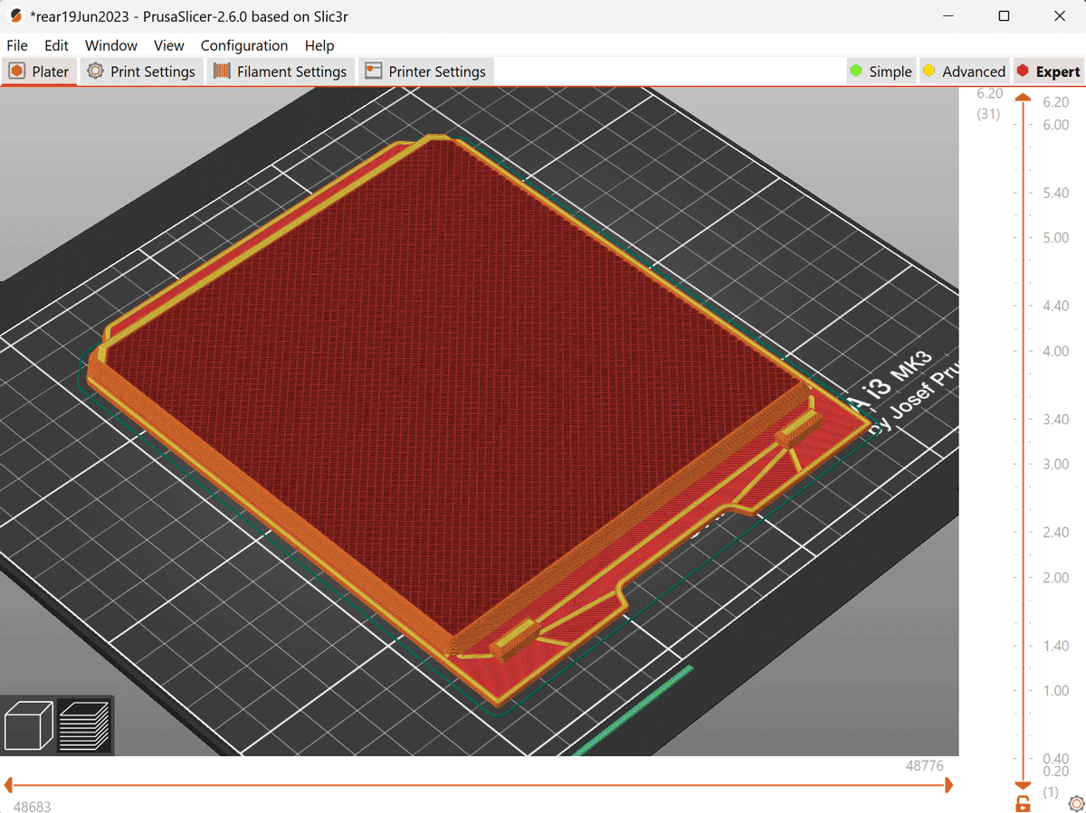 Modcase Evo mesh sliced and ready to print