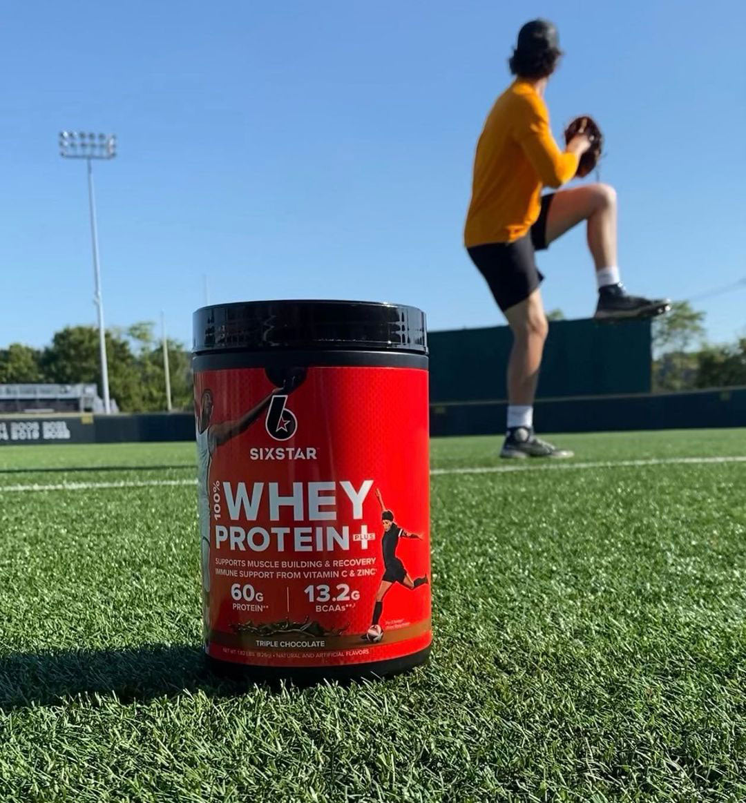 Chase Dollander training with 100% Whey Protein Plus