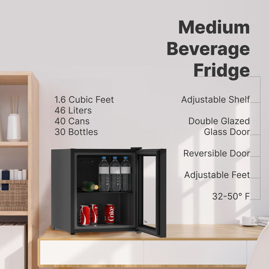 Husky 46L Beverage Refrigerator 1.6 C.ft. Freestanding Counter-Top Min