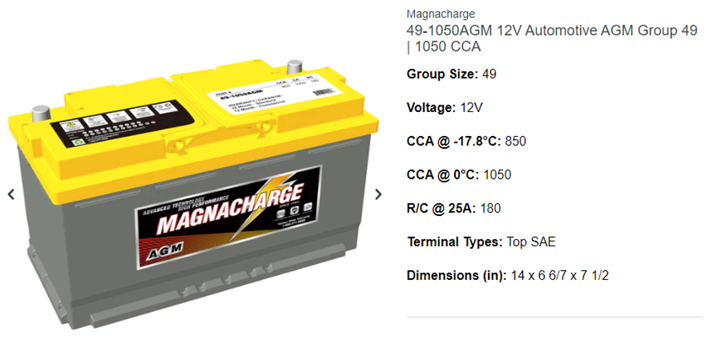 Magnacharge 49-1050AGM Battery