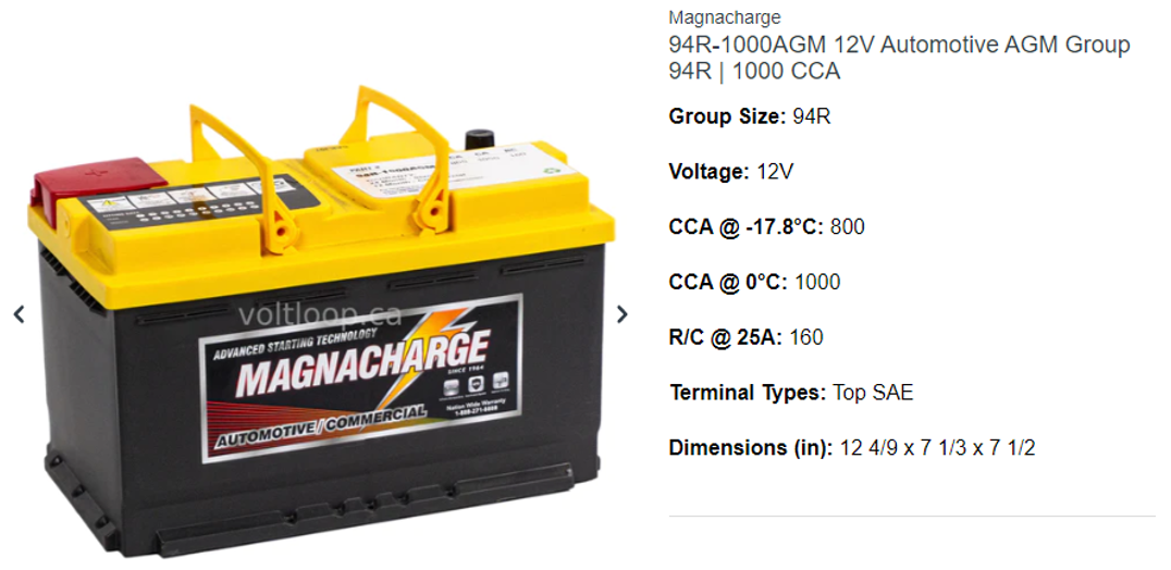 Magnacharge 94R-1000AGM Battery