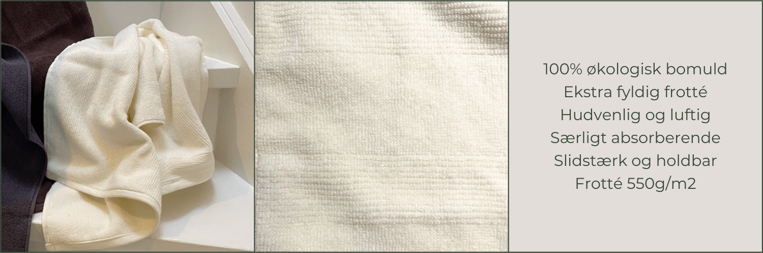 Hvide håndklæder, hvor du kan se teksturen.