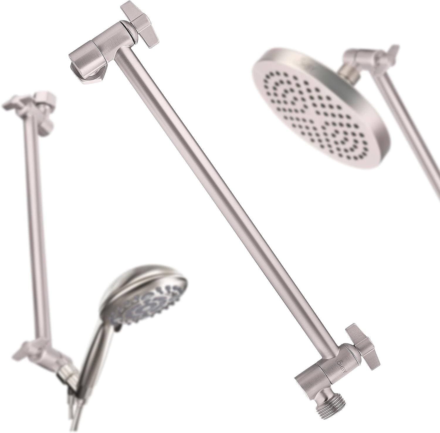 11'' Ajustable Shower Head Arm Extension with Universal Connection by Lokby - Fits Any Head
