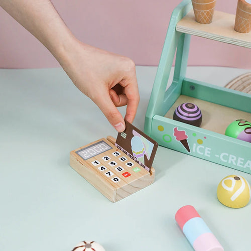 Wooden Ice Cream Toy for Kids Montessori Pretend Play Food Portable Ice Cream Stacking Toy Role Playing Games for Kids