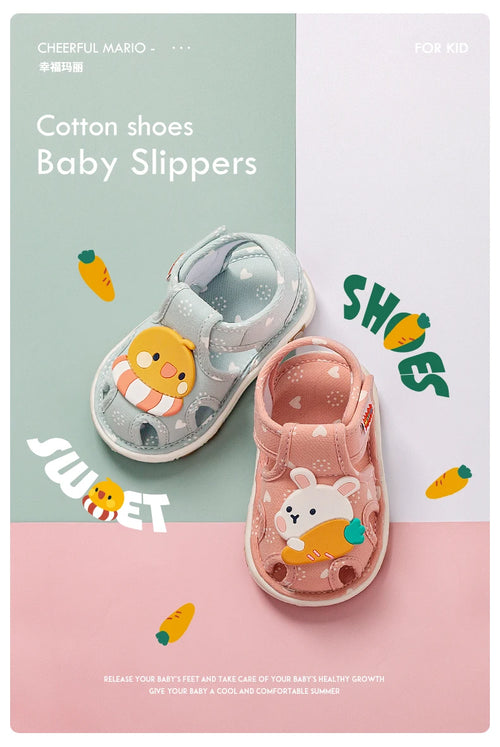 2023 baby shoes with sound cute bibi toddler shoes for kids cartoons boys sandals for girls bunny infantil slippers