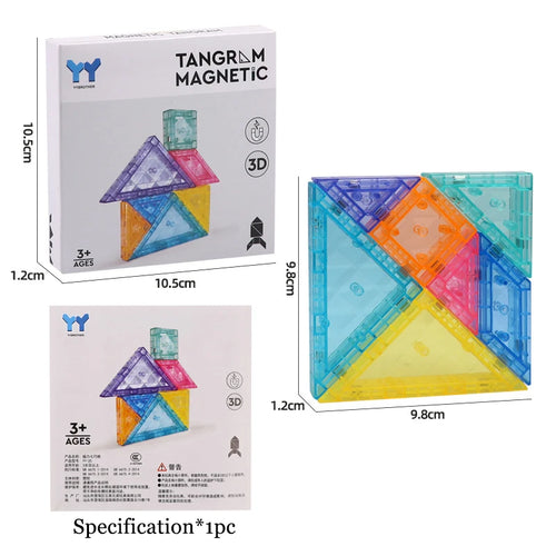 Montessori Magnetic Tangram Jigsaw Toys 3D Geometric Figure Puzzles Game Logical Thinking Training Educational Toys For Children
