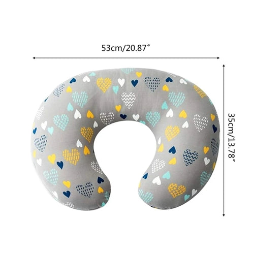 BABY NURSING PILLOW COVER – BREATHABLE U-SHAPE BREASTFEEDING PILLOW SLIPCOVER WITH PRINT DESIGN FOR NEWBORN MATERNITY