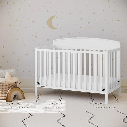 5-IN-1 WHITE CONVERTIBLE CRIB – GOLD CERTIFIED BABY BED FRAME TRANSFORMS INTO TODDLER BED, DAYBED & FULL-SIZE BED