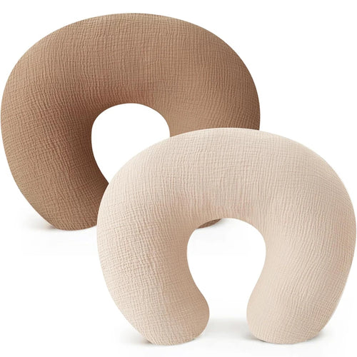 2PCS/SET NURSING PILLOW COVER FOR BREASTFEEDING PILLOWS ULTRA-SOFT MUSLIN COTTON BABY NURSING PILLOW FITS NEWBORN FEEDING PILLOW