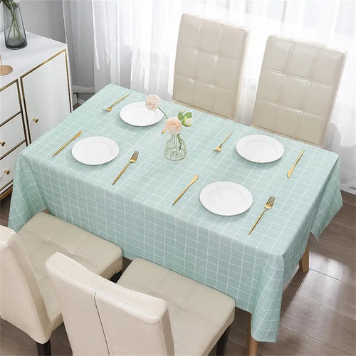 Nordic Style Grid Printed Household Waterproof  Oil Resistant Dining Table Cloth Table Cover Party Decoration Rectangular