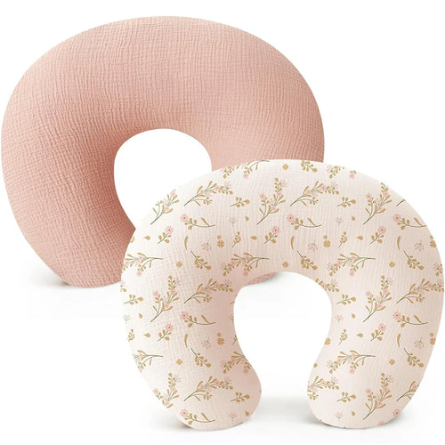 2PCS/SET NURSING PILLOW COVER FOR BREASTFEEDING PILLOWS ULTRA-SOFT MUSLIN COTTON BABY NURSING PILLOW FITS NEWBORN FEEDING PILLOW