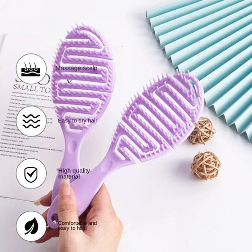 2024 New Solid Color Scalp Massage Curly Hair Brushes Comb Bath Untangling Hollow Hairbrush Health Care Tools for Women Baby
