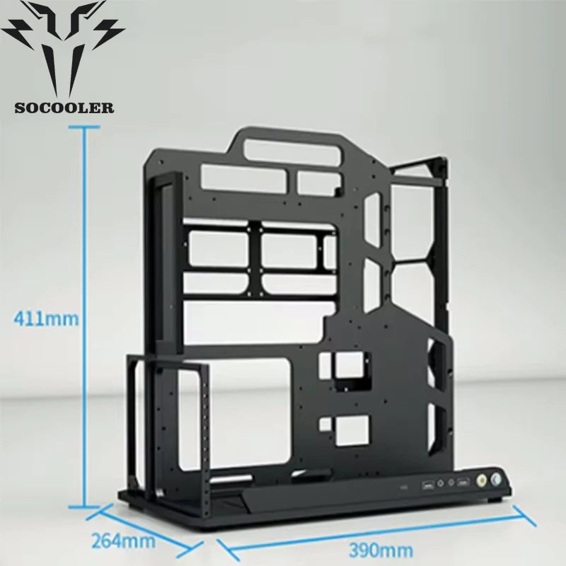Socooler Computer Cases Atx Mid Pc Case Open Frame Diy Gaming Computer Case for ATX M-ATX ITX Case Aviation Aluminum Motherboar