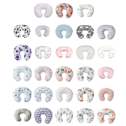 BABY NURSING PILLOW COVER – BREATHABLE U-SHAPE BREASTFEEDING PILLOW SLIPCOVER WITH PRINT DESIGN FOR NEWBORN MATERNITY