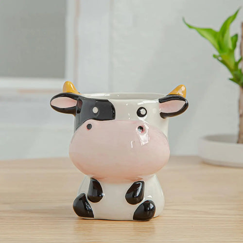 Cute Nordic Style Ceramic Animal Flower Pot Cartoon Zebra Sheep Cow Head Mini Pot Succulents Plants Bonsai Pots Home Decoration