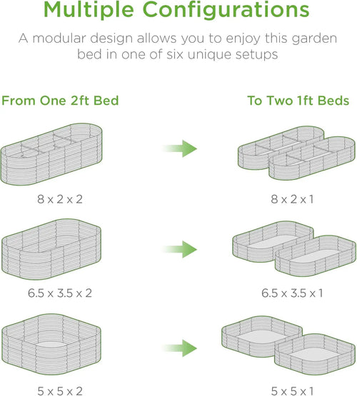 8x2x2ft Metal Raised Garden Bed, Oval Outdoor Deep Root Planter Box for Vegetables, Herbs w/ 4 Support Bars, 215 Gal Capacity