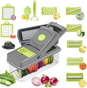 14-in-1 Fruit and Vegetable Slicer, Cutter, Dicer, and Chopper: All-in-One Kitchen Tool for Perfectly Sliced Onions and Veggies - Zahrun