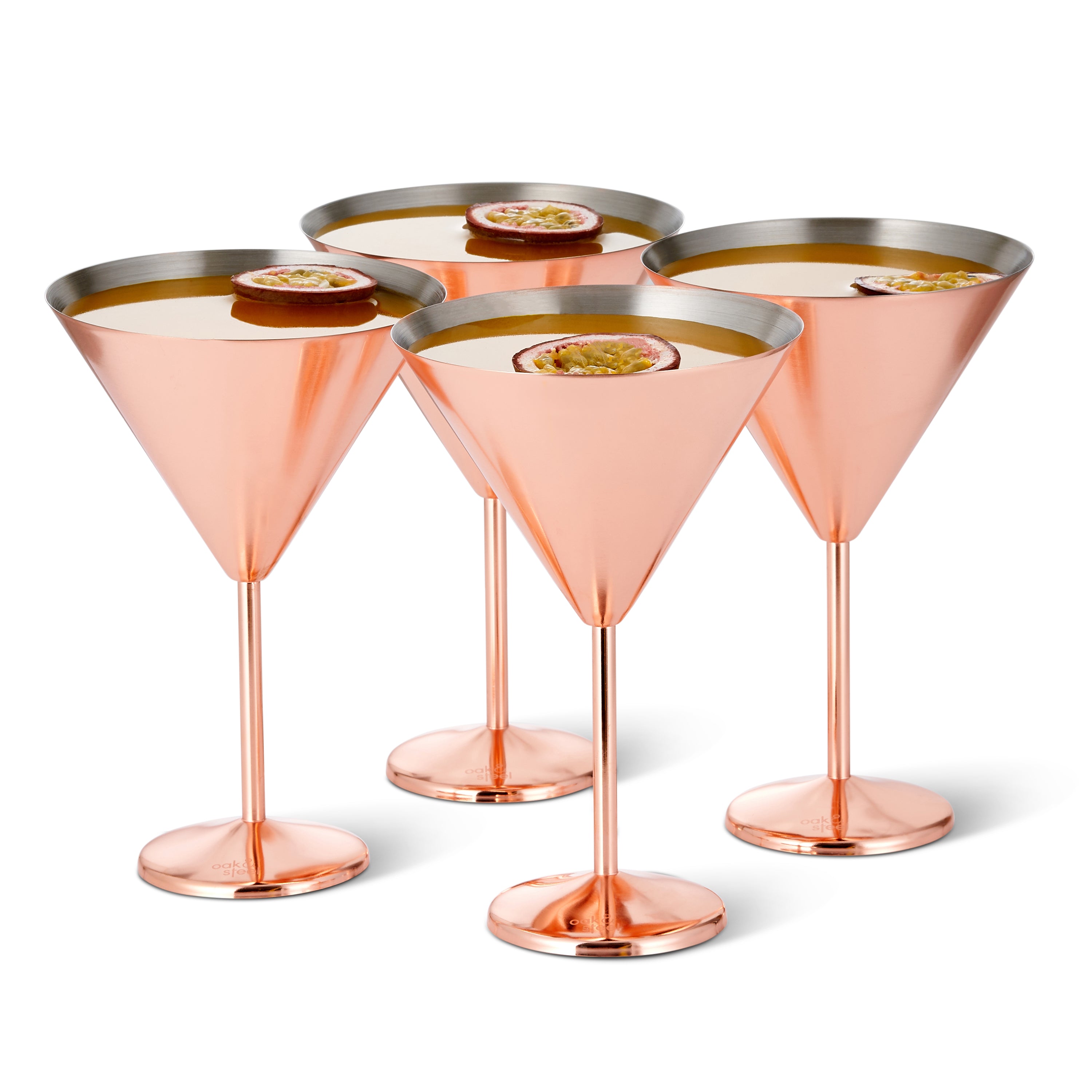 OGGI 18/8 Stainless Steel Martini Glass Set of 2 Metal Bar Drinking Glass