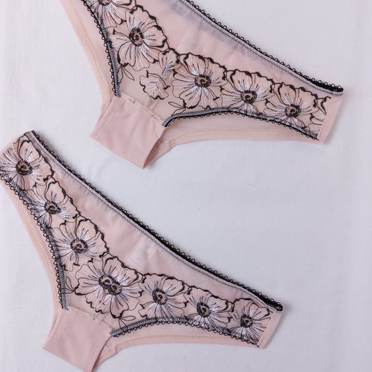 2-Pack Collection Powder Pink Line Brief Knickers Sheer Lace – Worsley_wear