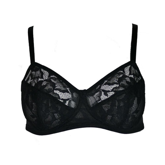 Black Lace Non-Padded Full Cup Bra A-DD – Worsley_wear