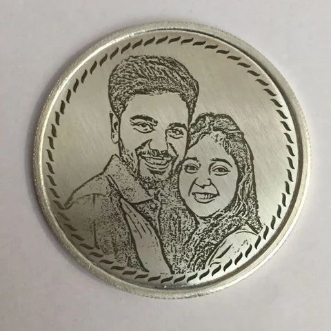 Give unique Silver Photo Engraved Coin to your wife