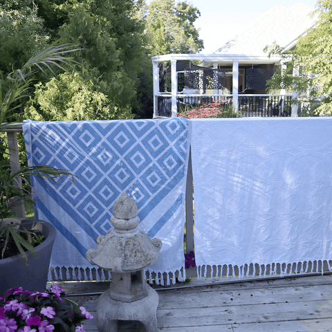 Turkish towels hanging outside drying
