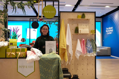 Nikky Starrett at the Pomp & Sass booth located inside the RBC eXperience Market in Sherway Garden Mall 2022