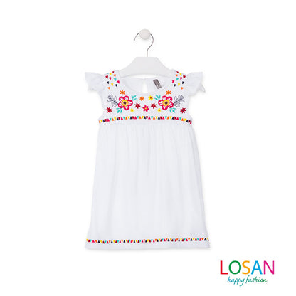 Losan - Vestito Stile Etnico con Ricami Bambina Junior