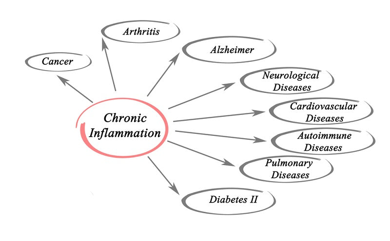 Graphic showing the health problem links to chronic inflammation