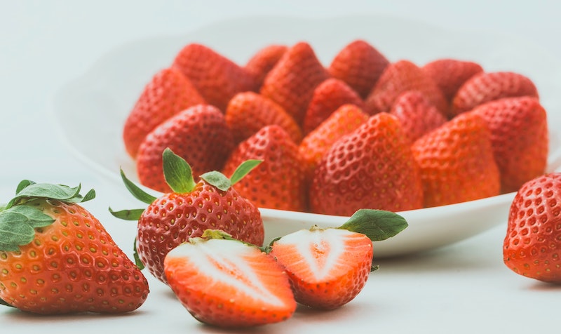 Image of strawberries on a white plate