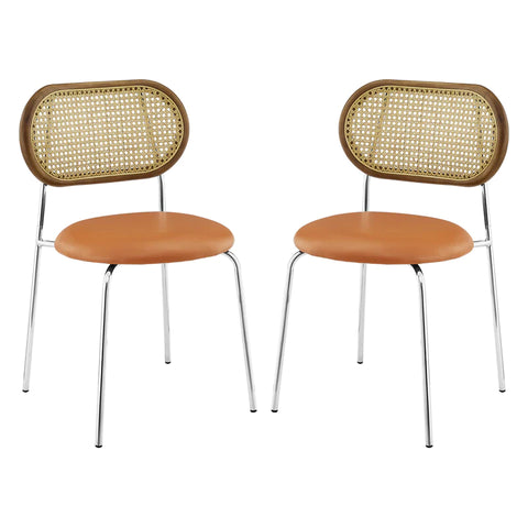 Art Rattan Oak Dining Chairs with Metal Legs | Art Leon