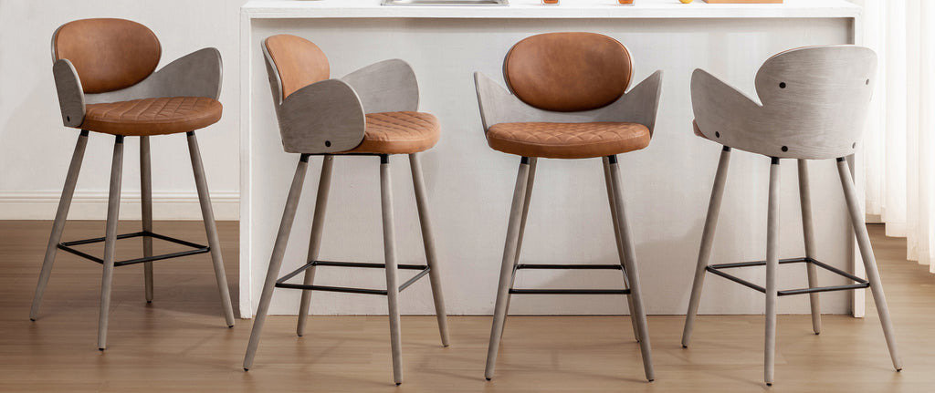 brown leather bar stool