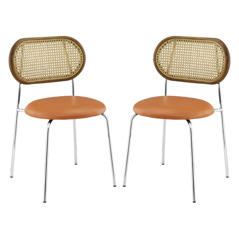 Rattan&oak Dining Chairs With Metal Legs | Art Leon