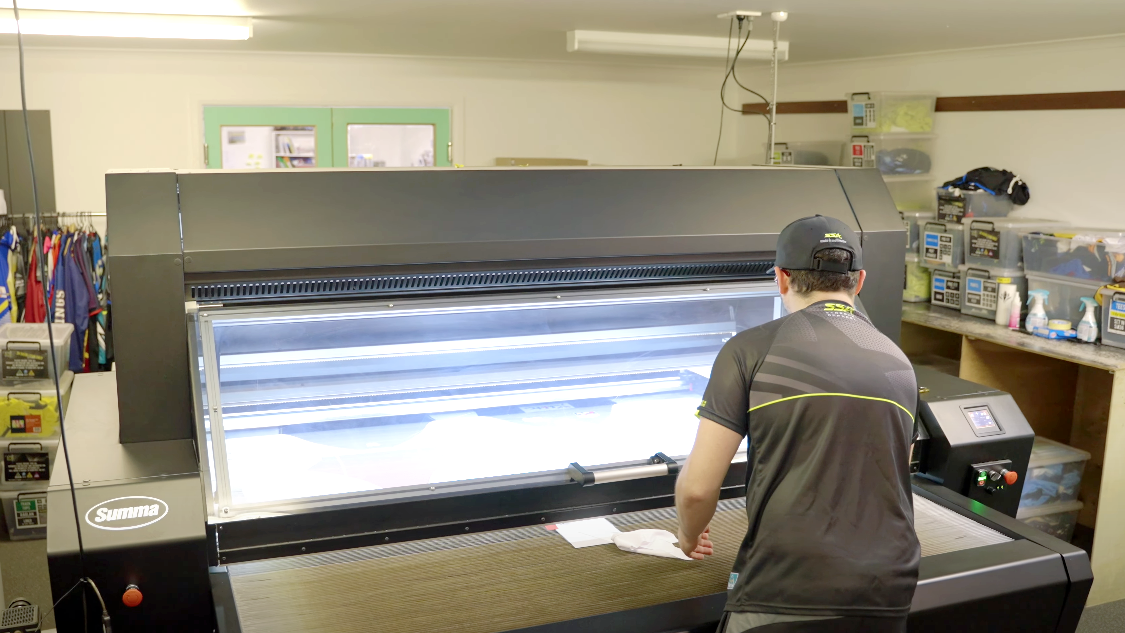 The Summa L Series Laser Cutter makes quick work of cutting garments ready to move onto finishing.