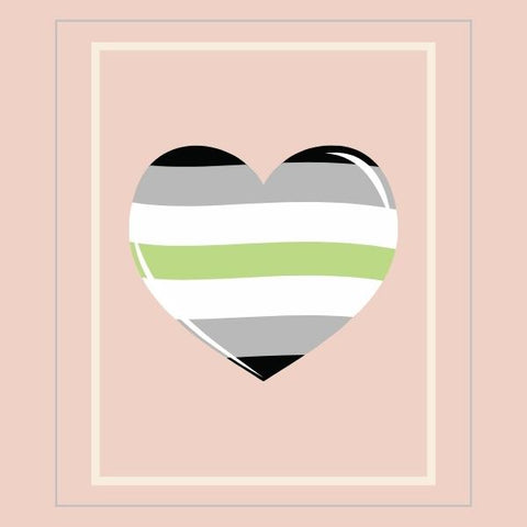 Agender flag heart stripes black grey green white